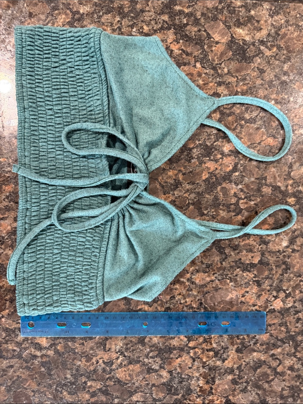Cider Teal Ribbed Tie-Front Bralette